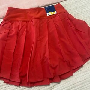 Vibrant Red Mini Skater Skirt with Pleats